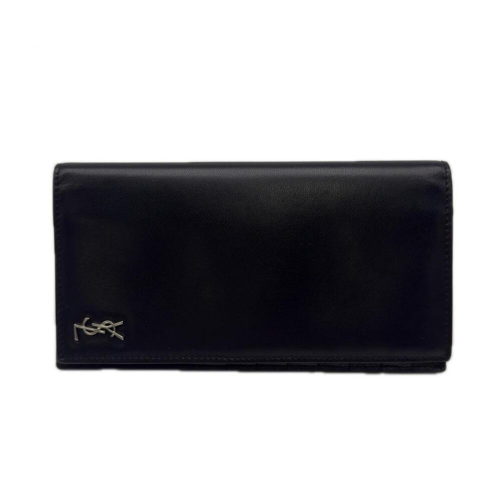 YVES SAINT LAURENT Tiny Cassandra Continental Wallet 607746 Long Black Calf L...